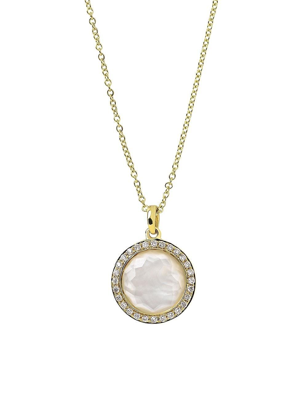 Womens Lollipop 18K Yellow Gold, Mother-Of-Pearl Doublet & Diamond Mini Pendant Necklace Product Image