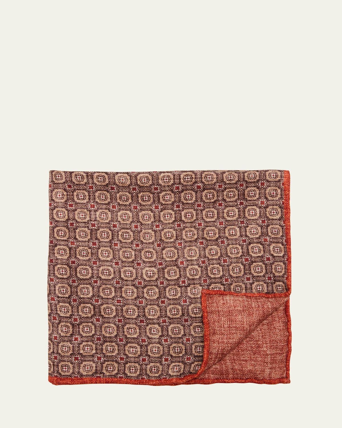 Men's Silk Geometric Pocket Square Product Image