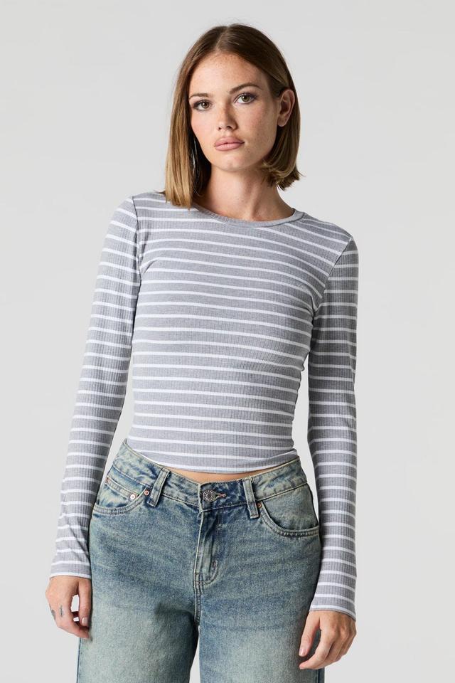 Ribbed Crewneck Long Sleeve Top Female Product Image