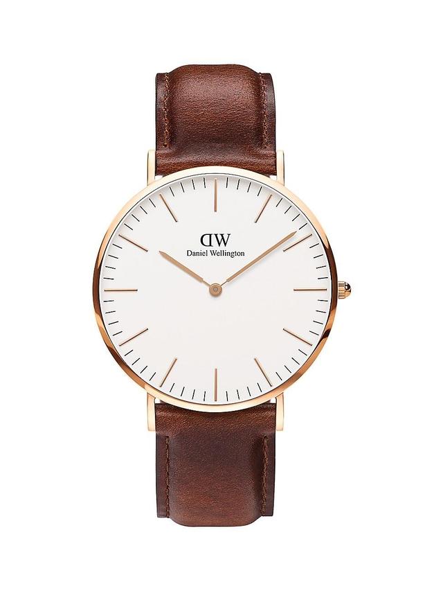 Daniel Wellington Mens Classic Mawes Brown Leather Watch 40mm Product Image