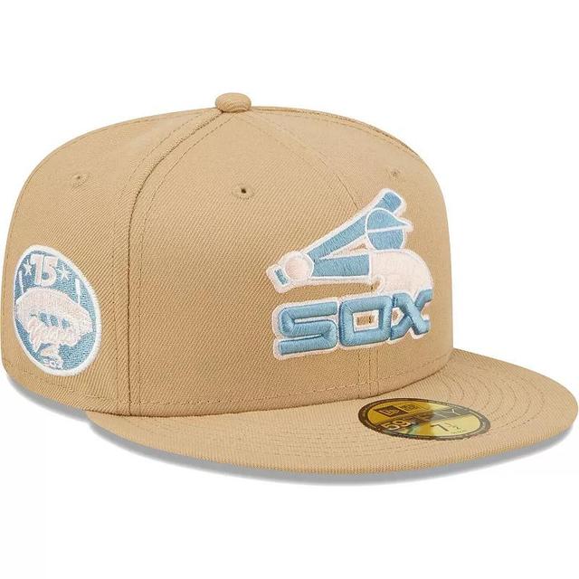 Mens New Era Tan Chicago White Sox 75th Anniversary of Comiskey Park Sky Blue Undervisor 59FIFTY Fitted Hat Product Image