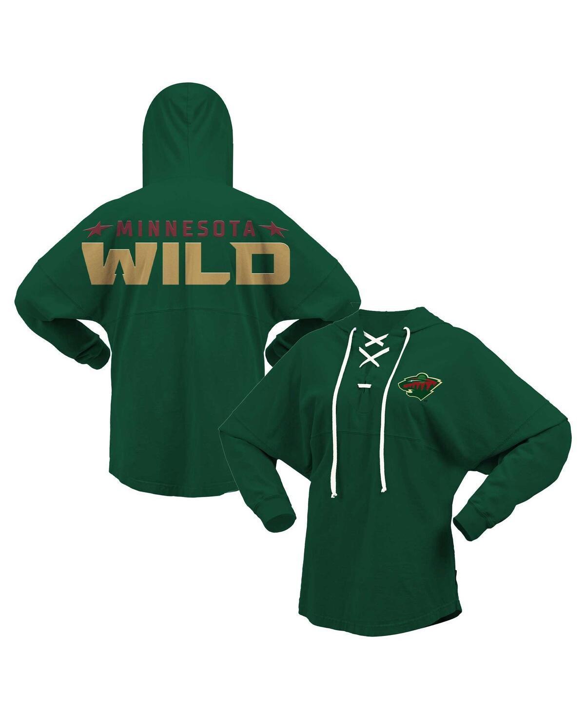 Womens Fanatics Branded Minnesota Wild Jersey Lace-Up V-Neck Long Sleeve Hoodie T-Shirt Product Image