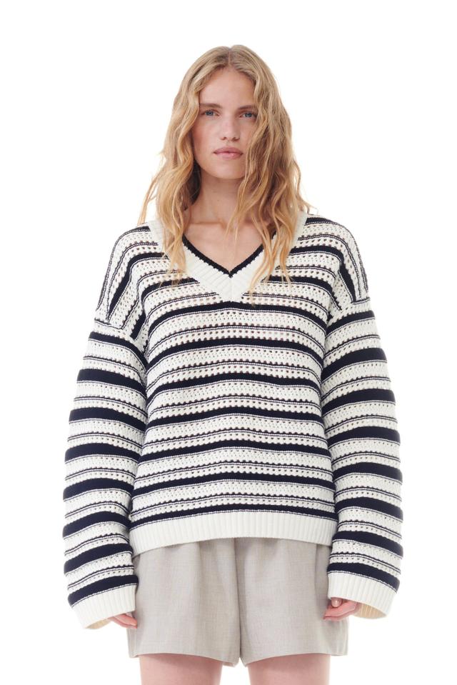 Striped V-neck Sweater Product Image