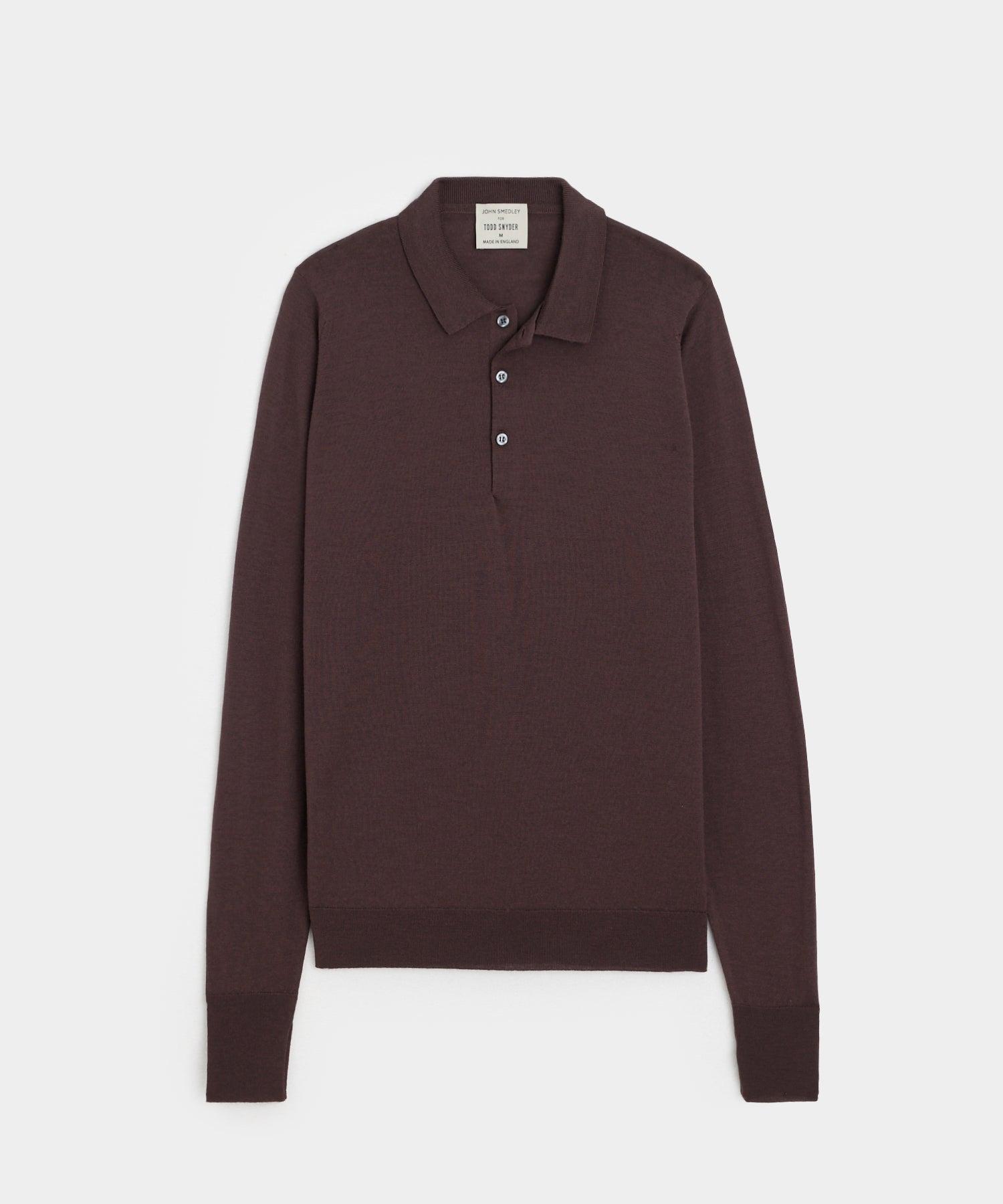 Todd Snyder x John Smedley Long Sleeve Polo in Truffle product image