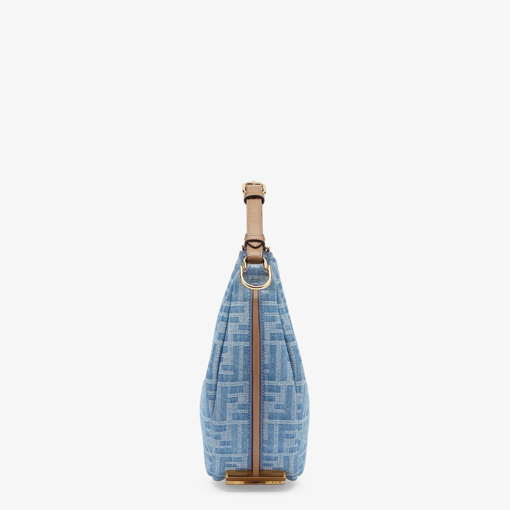 Fendigraphy SmallLight blue FF denim fabric bag Product Image