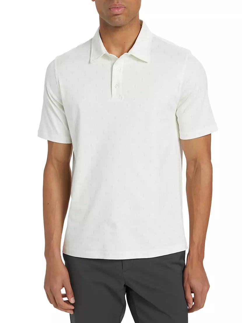 Slim-Fit Geometric Cotton Polo Shirt Product Image