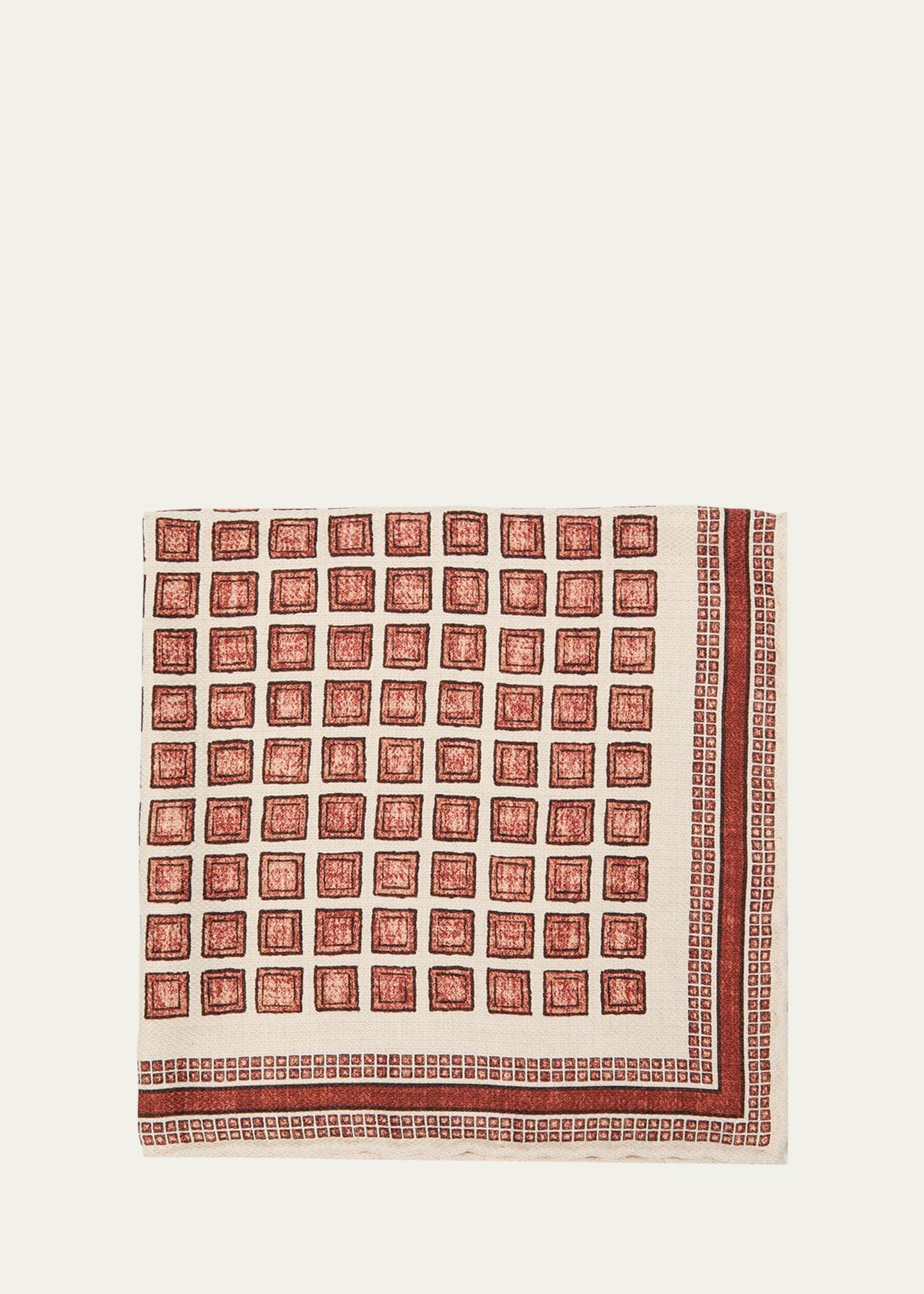 Mens Geometric Design Silk Pocket Square Product Image