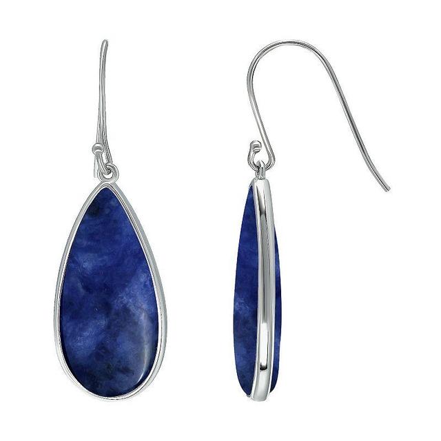 Aleure Precioso Sterling Silver Pear Shaped Gemstone Drop Earrings, Womens, Black Product Image