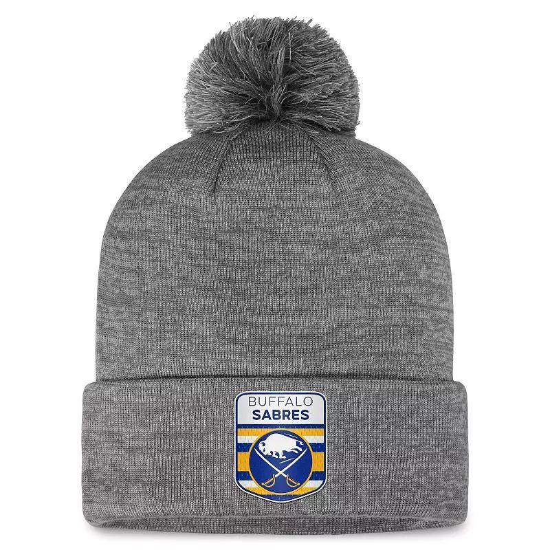 Mens Fanatics Gray Buffalo Sabres Authentic Pro Home Ice Cuffed Knit Hat with Pom Product Image