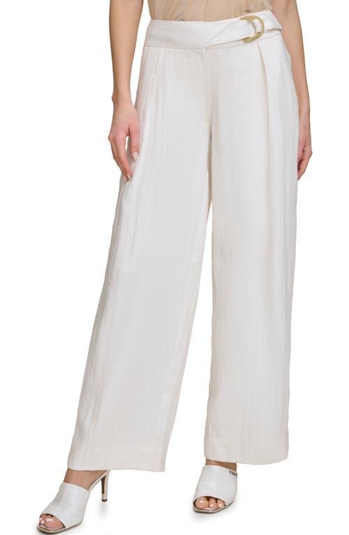 DKNY Belted Twill Wide Leg Pants Product Image