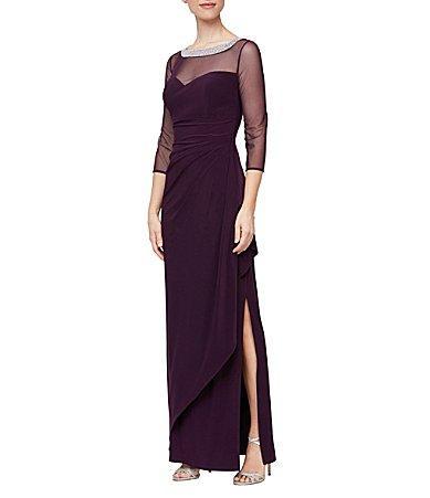 Alex Evenings Illusion Embellished Detail Jersey Gown Product Image