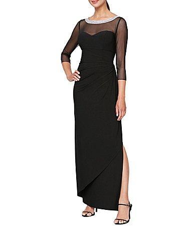 Alex Evenings Illusion Embellished Detail Jersey Gown Product Image