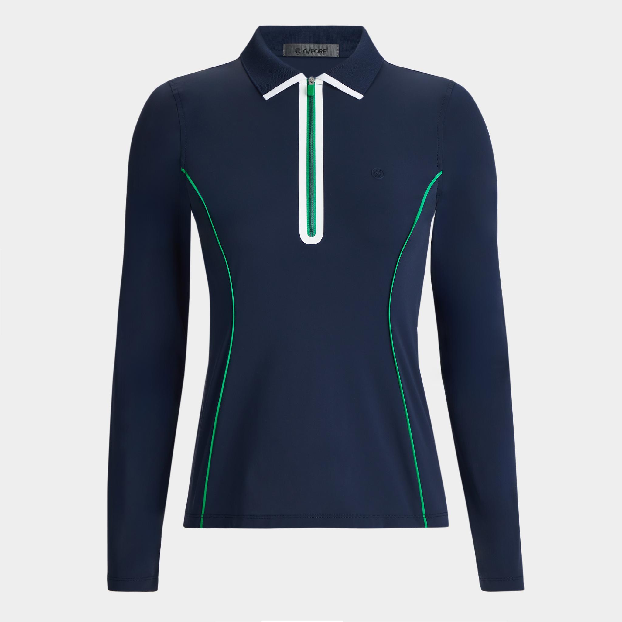 LIGHTWEIGHT WARP KNIT QUARTER ZIP LONG SLEEVE POLO Product Image