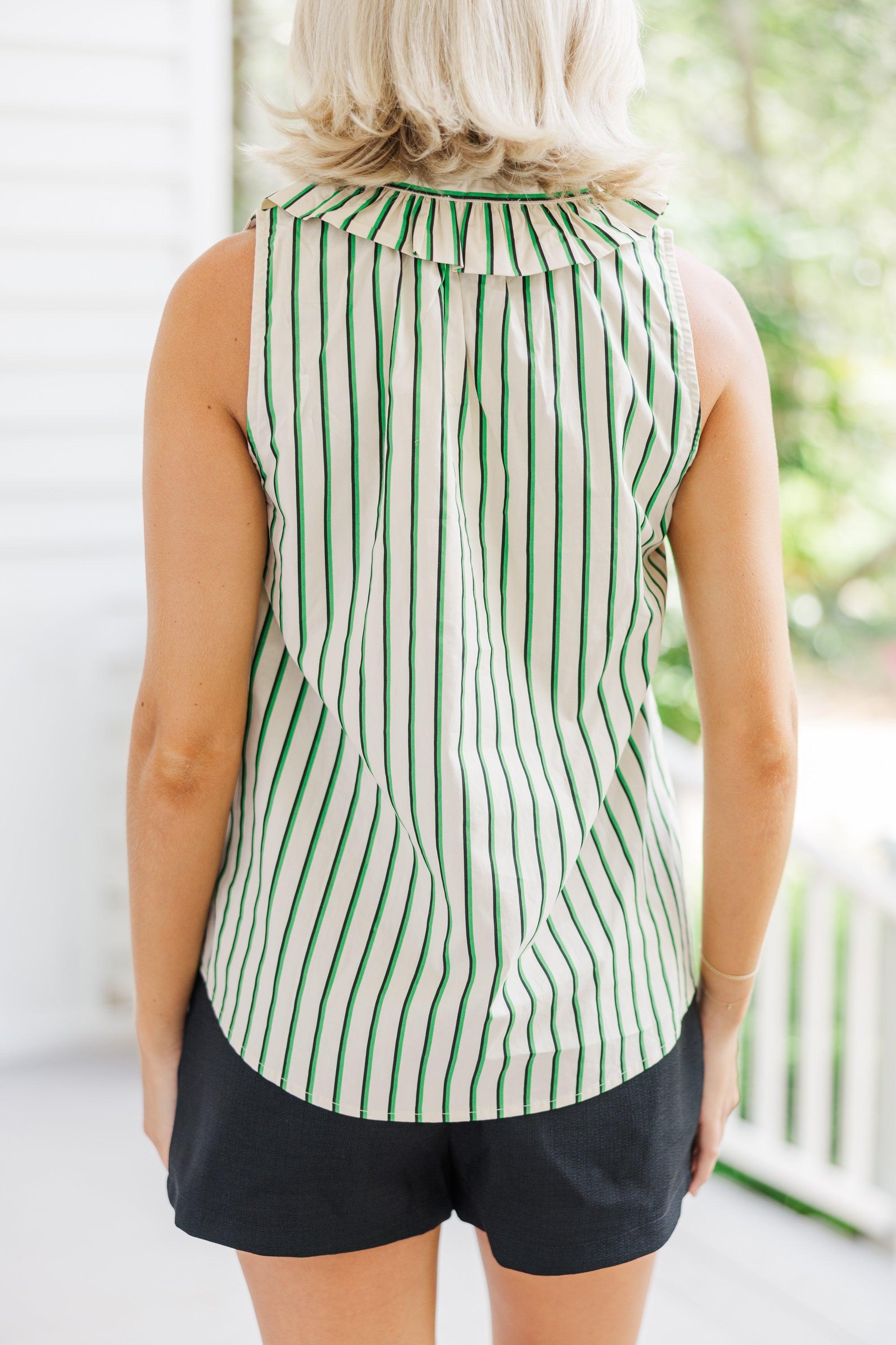 Keep An Eye Out Green Striped Blouse Female Product Image