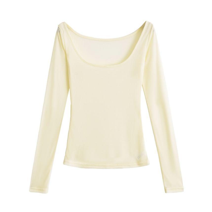 Long-Sleeve Scoop Neck Plain Tee Product Image