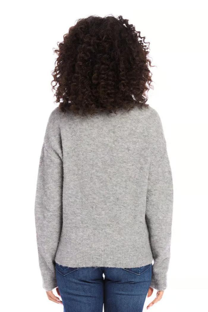 Mock Neck Boucle Sweater- Gray Product Image