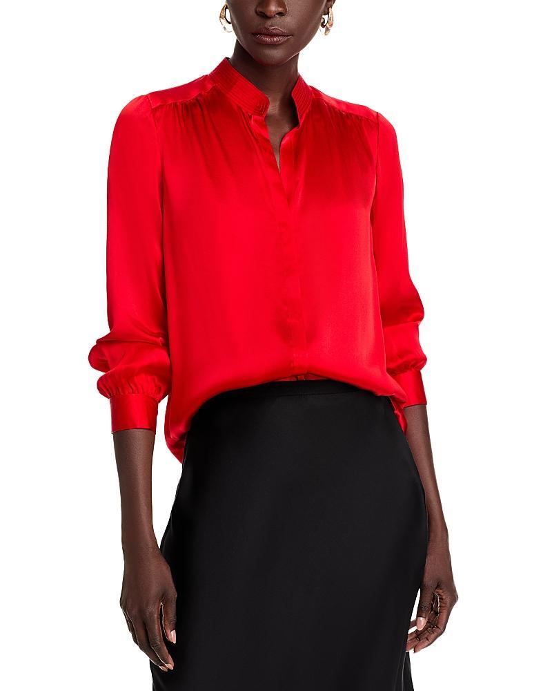 LAgence Bianca Silk Banded Collar Blouse Product Image