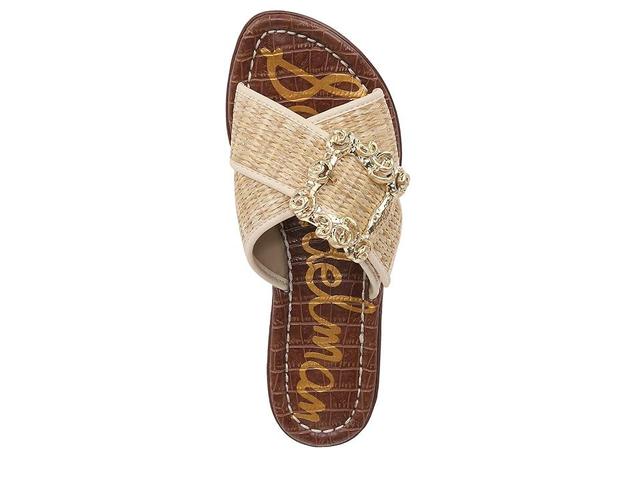 Sam Edelman Gracyn Raffia Embellished Buckle Detail Crisscross Flat Slide Sandals Product Image