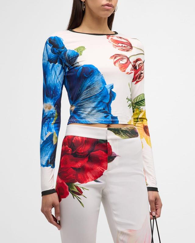 Womens Delaina Floral Crop Sweater Product Image