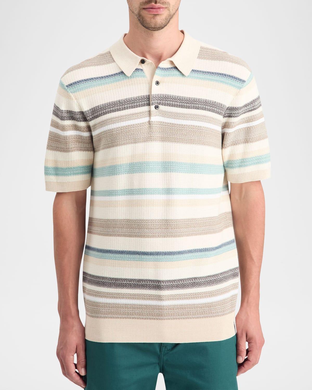 Men's Striped Knit Polo Shirt Product Image