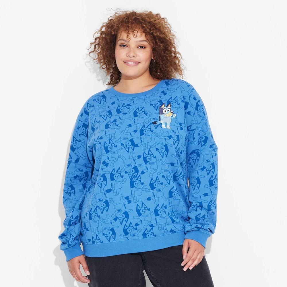 Womens Bluey Print Cozy Graphic Sweatshirt - Blue Product Image