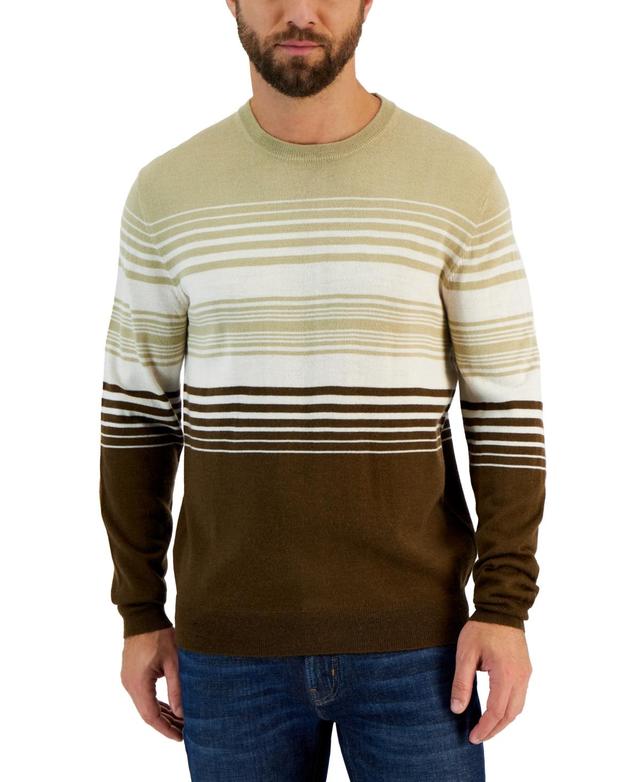 Club Room Mens Dylan Merino Striped Long Sleeve Crewneck Sweater, Created for Macys Product Image