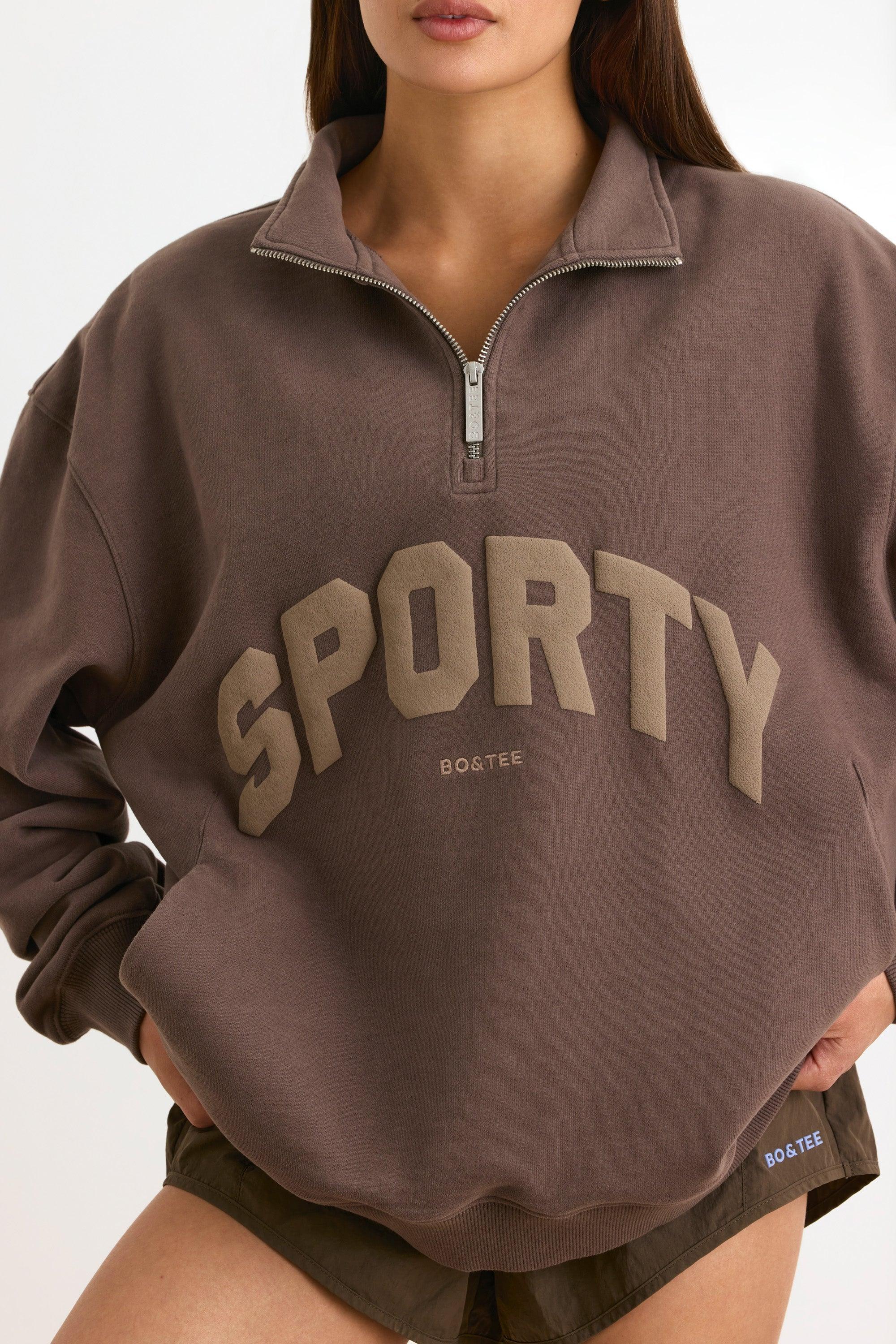 Quarter-Zip Sweatshirt in Espresso Product Image