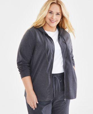 Plus Size Zip-Up Hooded Sweatshirt, Created for Macy's Product Image