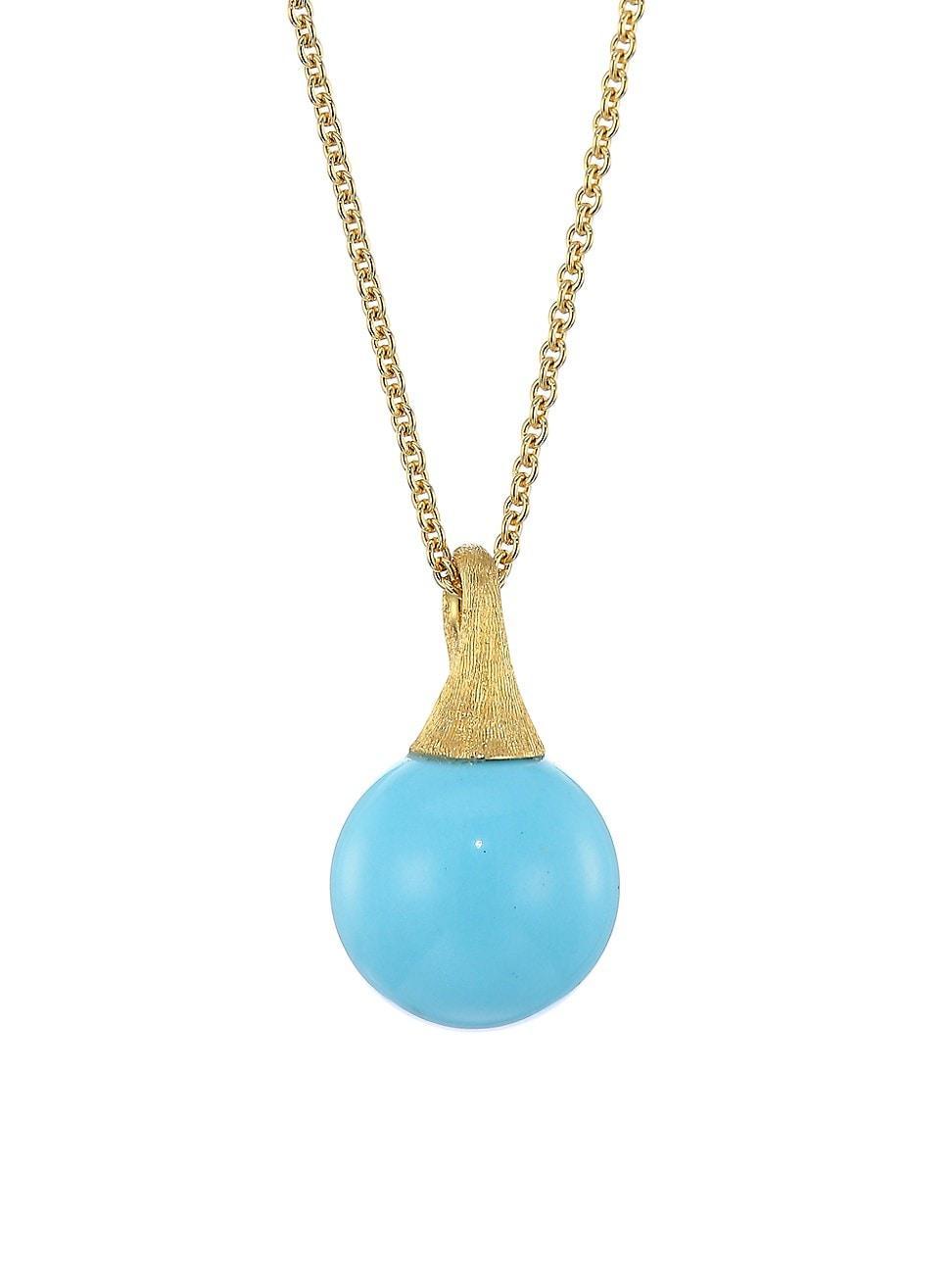 Womens Africa 18K Yellow Gold & Turquoise Pendant Necklace Product Image