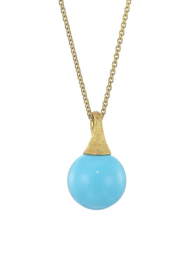 Womens Africa 18K Yellow Gold & Turquoise Pendant Necklace Product Image