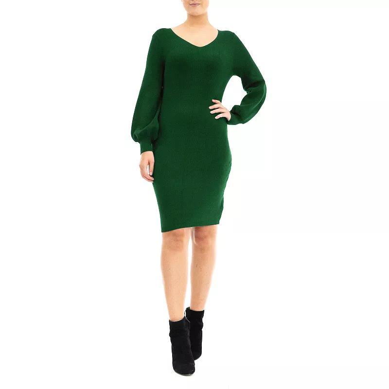 Womens Nina Leonard Balloon-Sleeve Sheath Sweater Dress Product Image