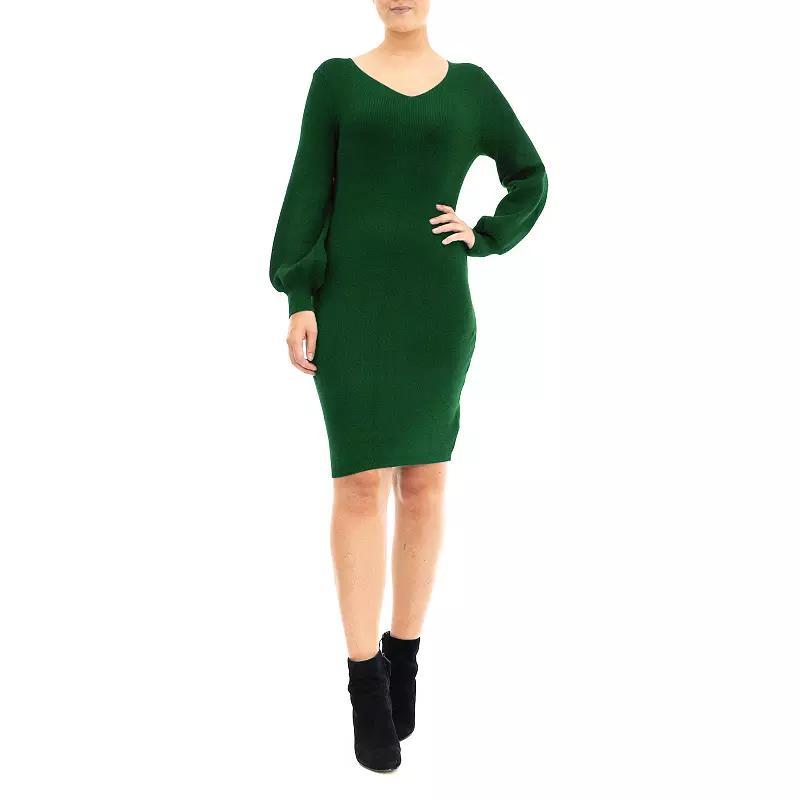 Womens Nina Leonard Balloon-Sleeve Sheath Sweater Dress Product Image