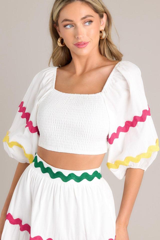 Look Again 100% Cotton White Crop Top Product Image