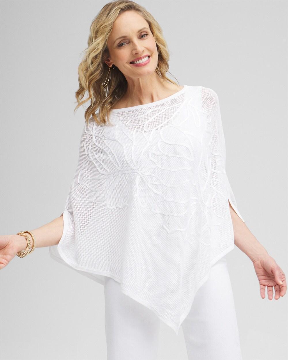 Embroidered Knit Triangle Poncho Product Image