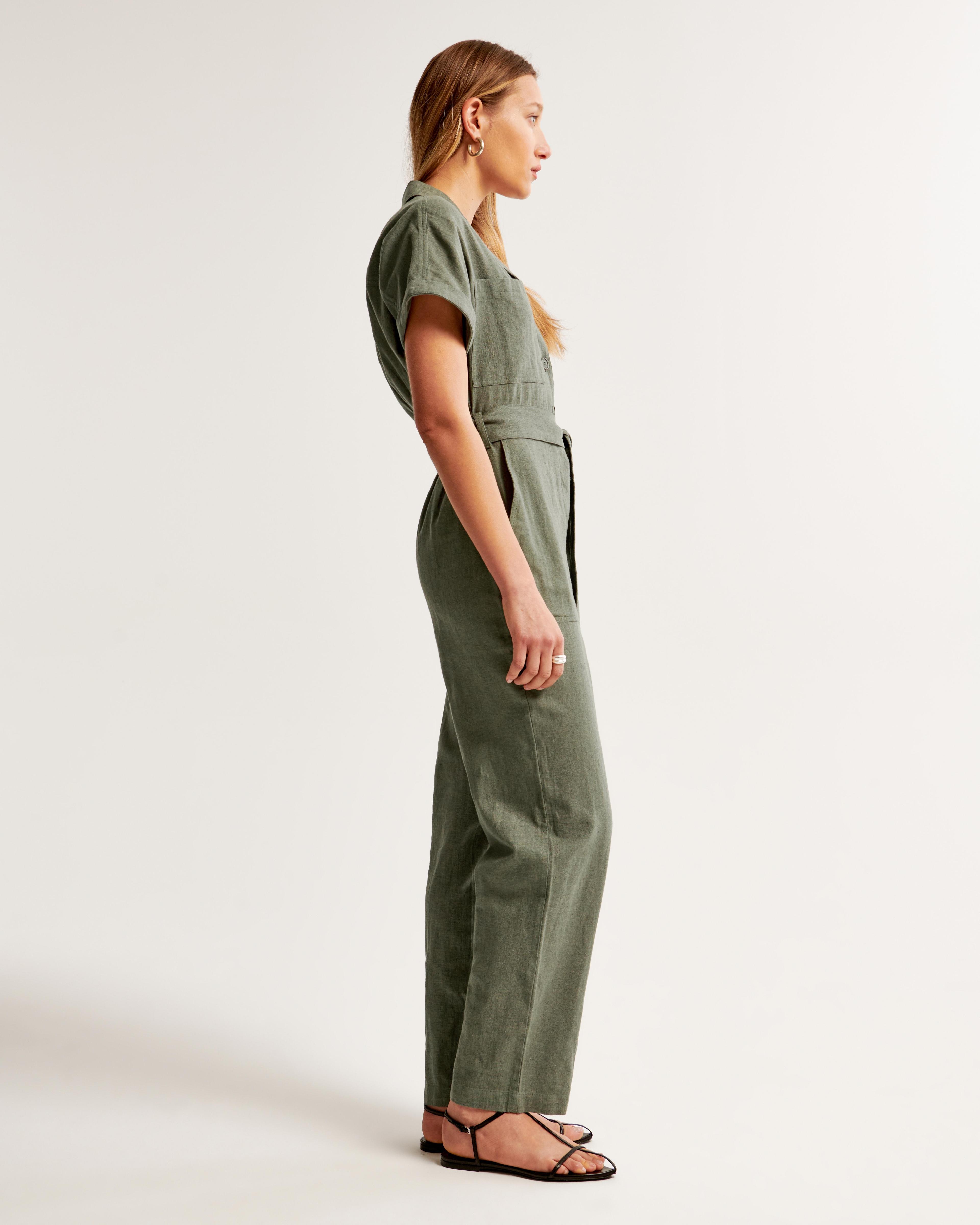 Linen-Blend Utility Jumpsuit Product Image