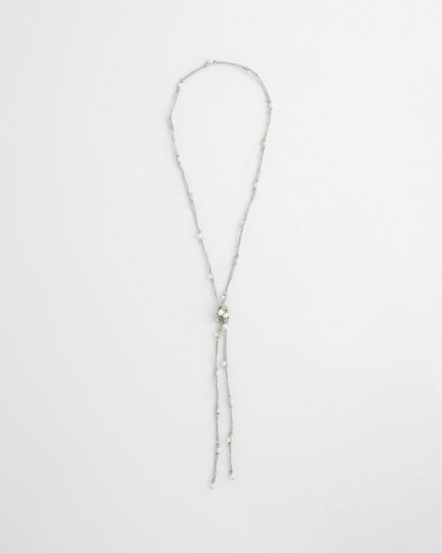 Chico's Fresh Water Pearl Lariat Necklace   Chico's - Silver - Women Product Image