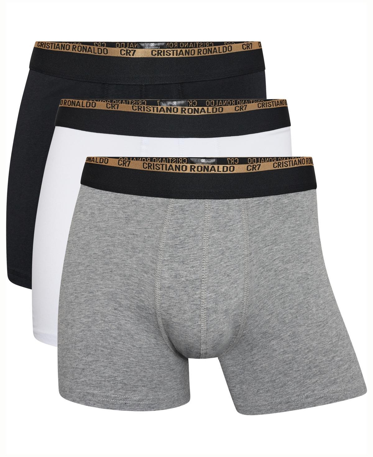 CR7 Mens Cotton Blend Trunks, Pack of 3 - Black, Gray, White Product Image