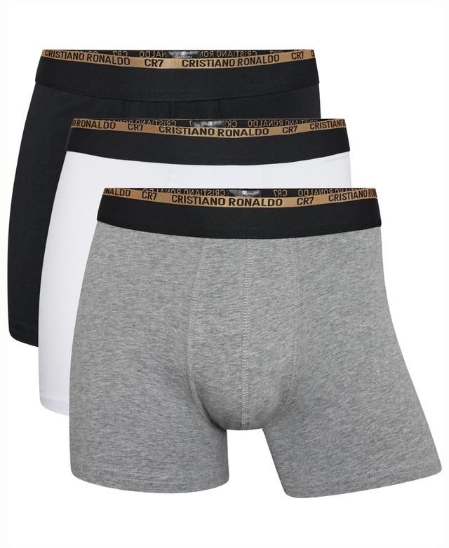 CR7 Mens Cotton Blend Trunks, Pack of 3 - Black, Gray, Gold Product Image