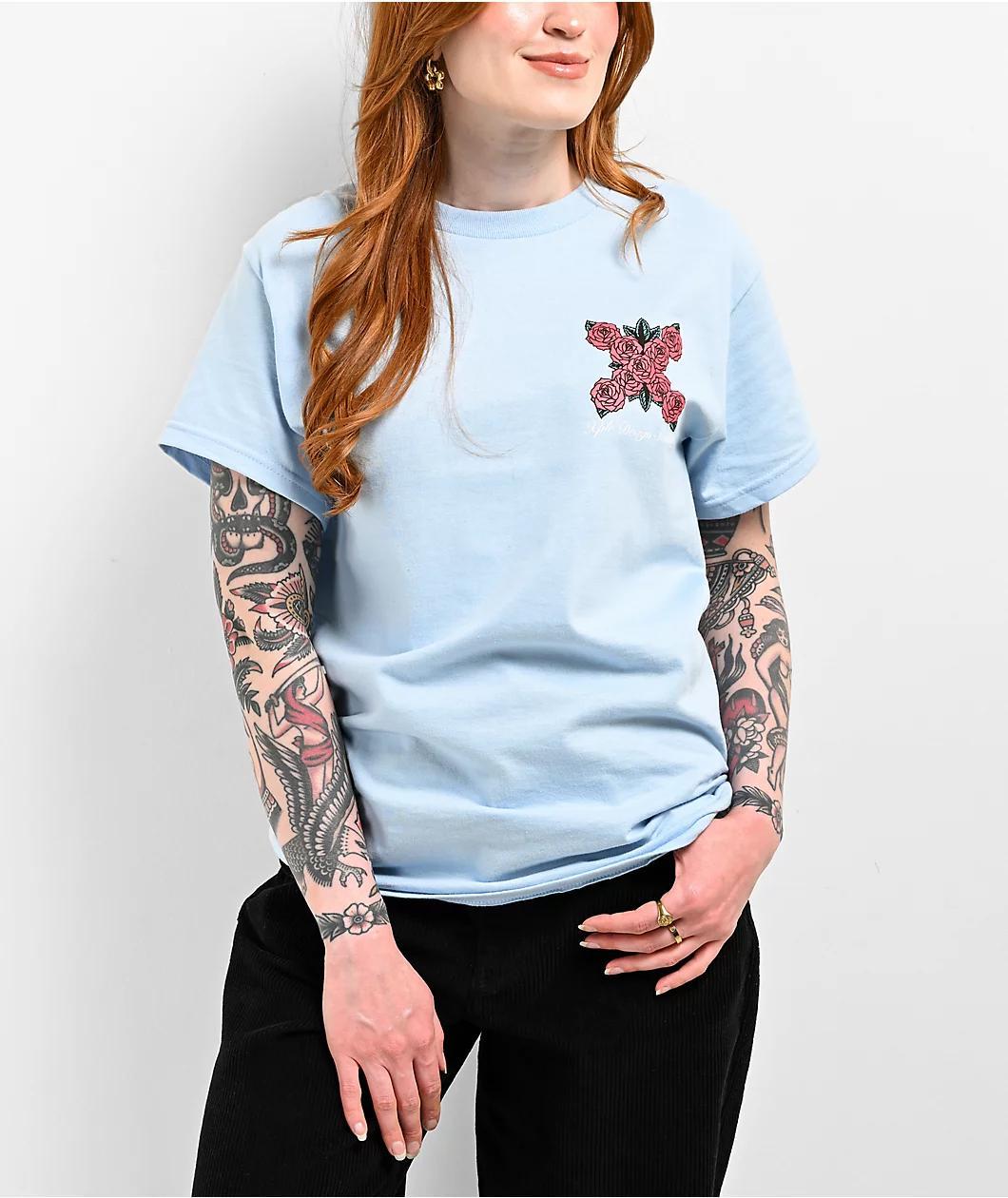 XPLR Roses Logo Light Blue T-Shirt Product Image