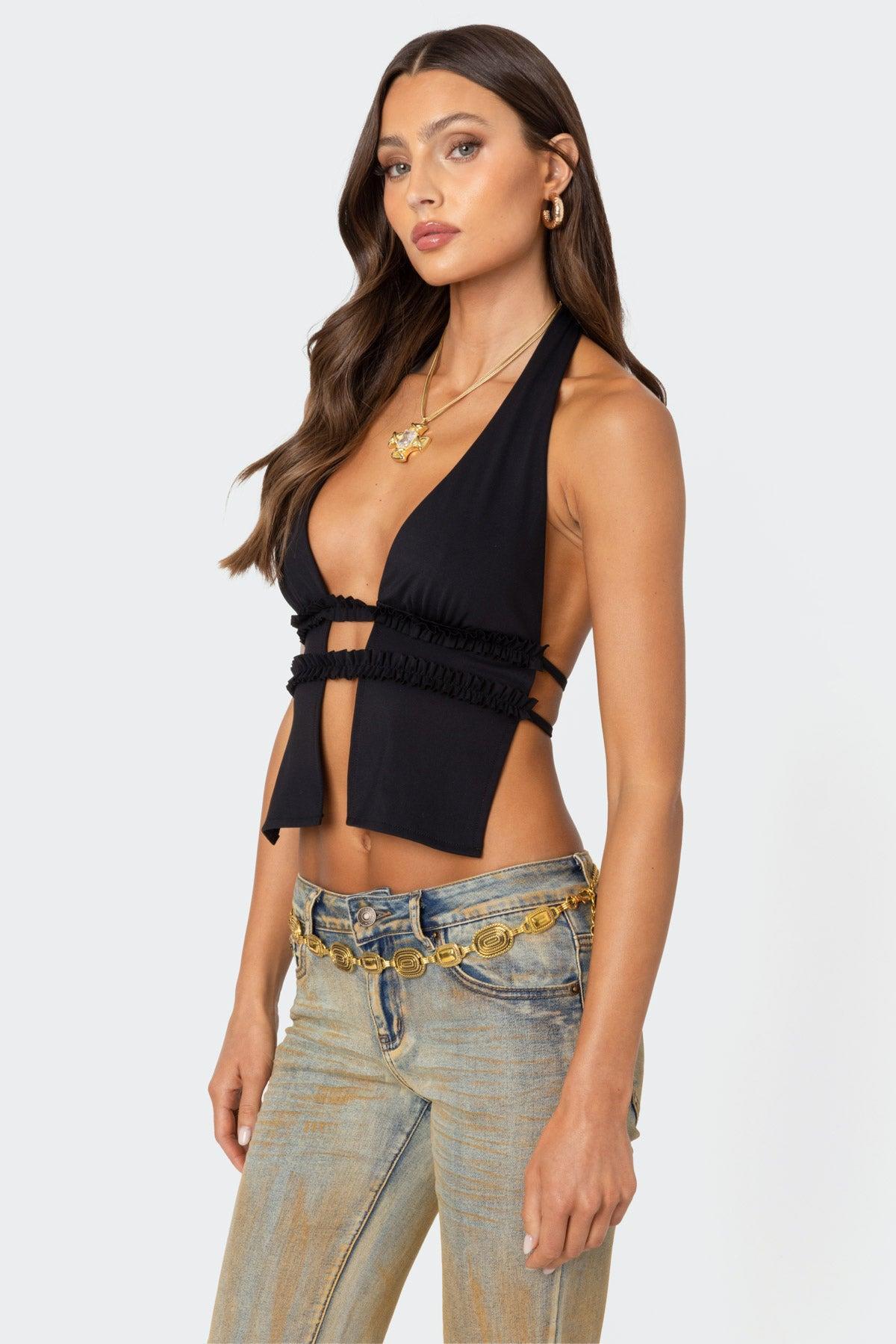 Luma Split Front Backless Halter Top Product Image