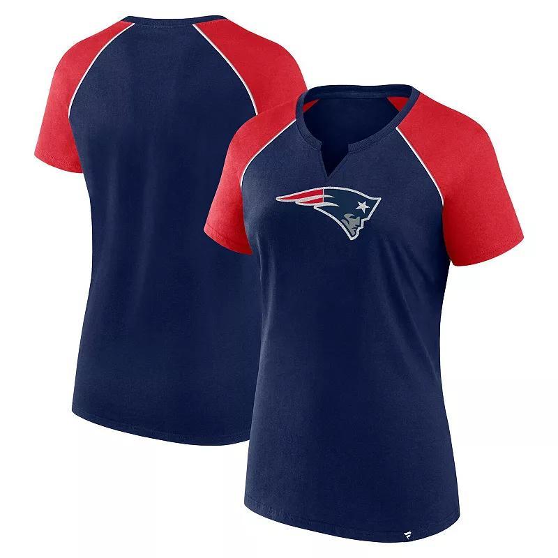 Womens Fanatics /Red New England Patriots Glittered Primary Raglan T-Shirt Blue Product Image