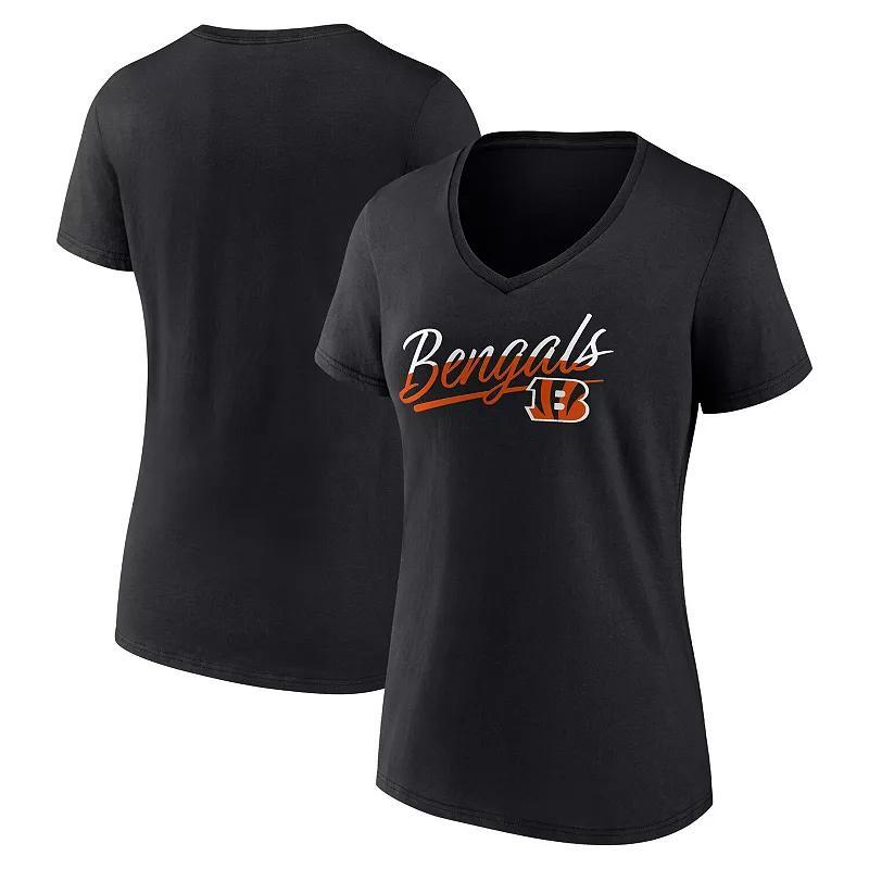 Womens Fanatics Cincinnati Bengals Slice Script V-Neck T-Shirt Product Image