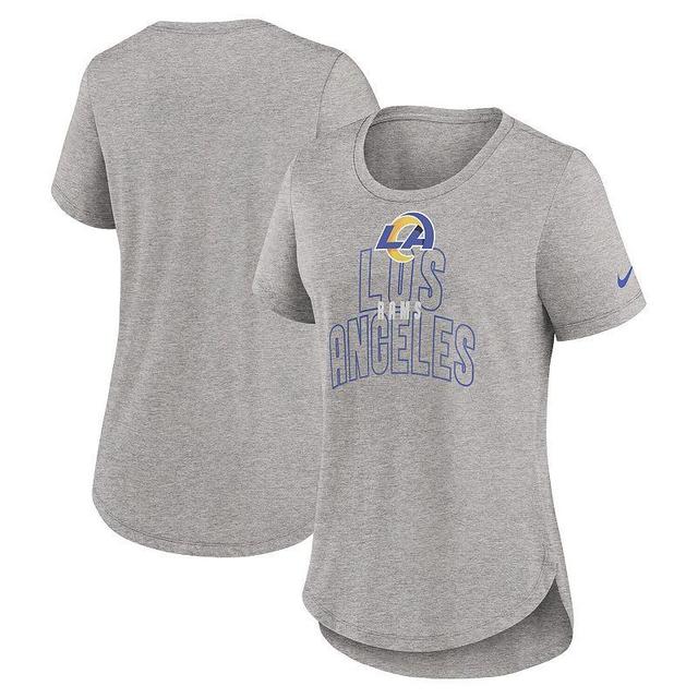 Womens Nike Heather Gray Los Angeles Rams Fashion Tri-Blend T-Shirt Product Image