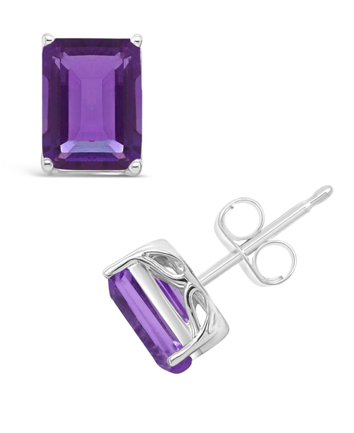 Alyson Layne 14k Gold Emerald Cut Amethyst Stud Earrings, Womens Product Image