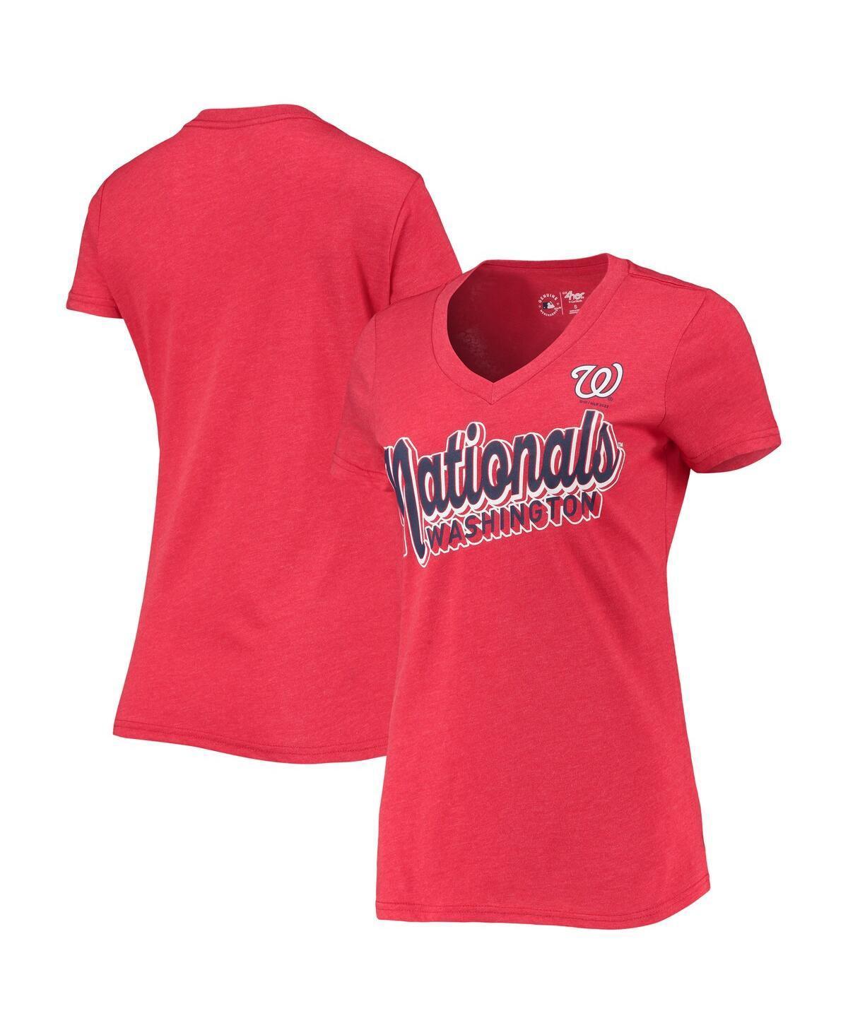 Womens G-iii 4Her by Carl Banks Heathered Red Washington Nationals First Place V-Neck T-shirt Product Image