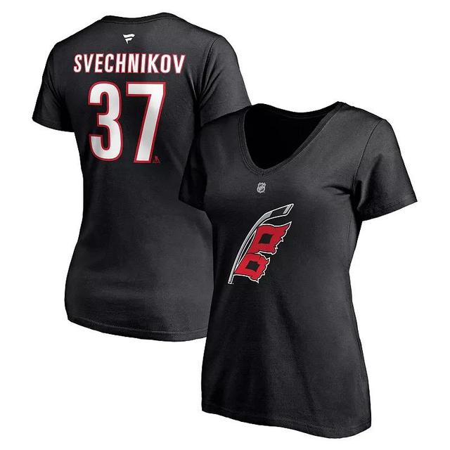 Womens Fanatics Branded Andrei Svechnikov Carolina Hurricanes Alternate Authentic Stack Name & Number V-Neck T-Shirt Product Image