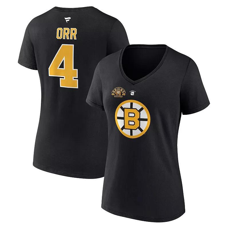 Womens Fanatics Branded Bobby Orr Boston Bruins Centennial Authentic Stack Retired Player Name & Number V-Neck T-Shirt Product Image