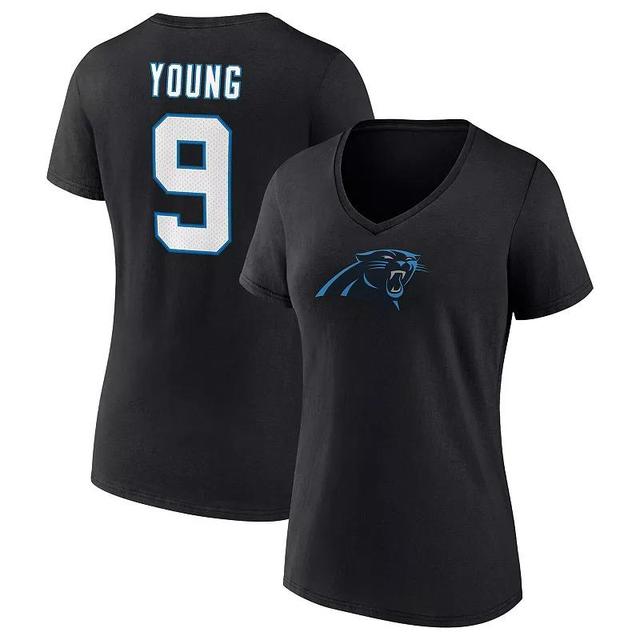 Womens Fanatics Branded Bryce Young Carolina Panthers Icon Name & Number V-Neck T-Shirt Product Image