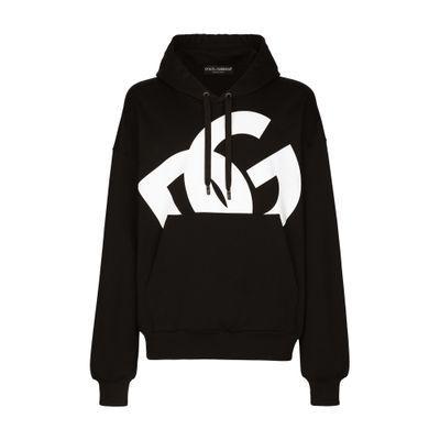 Jersey Hoodie With Dg Print In Black Product Image