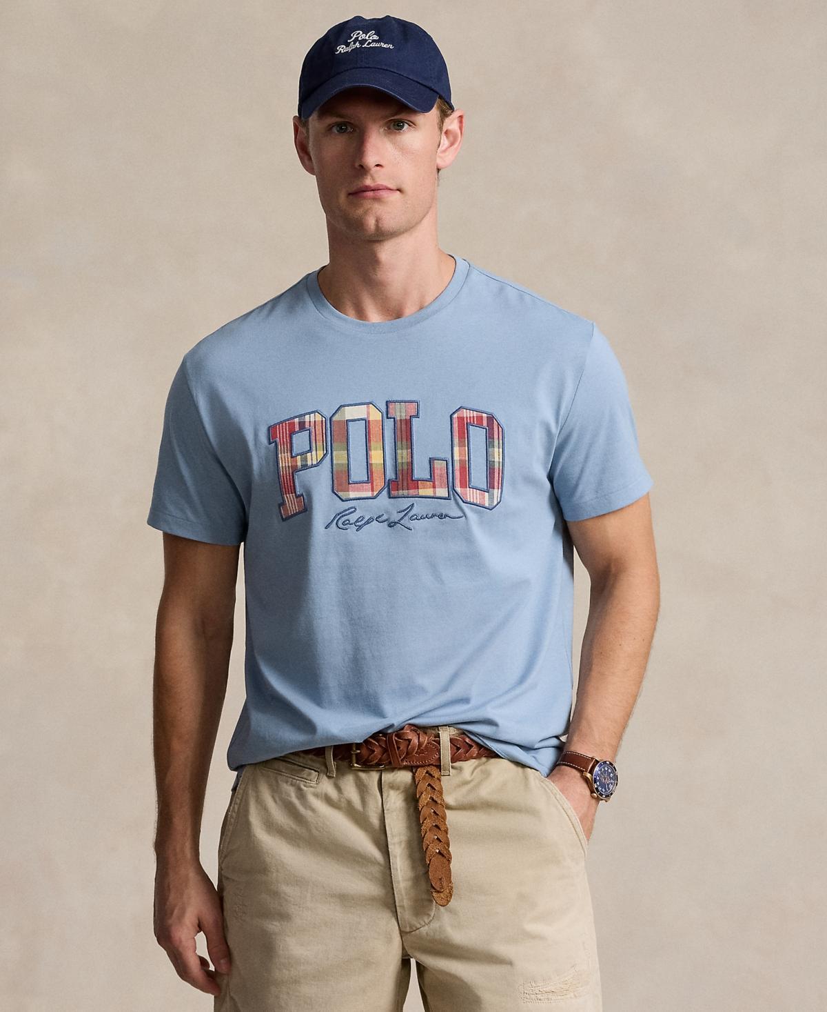 Polo Ralph Lauren Mens Classic-Fit Plaid-Logo Jersey T-Shirt Product Image